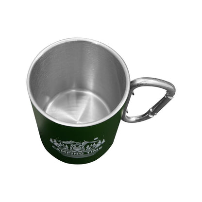 Karabina Saplı Paslanmaz Çelik Kupa Bardak - Orcamp - Yeşil (OUT-1850)