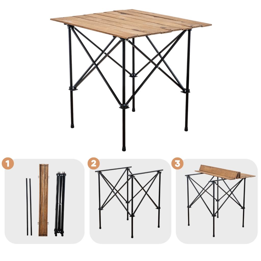 Katlanabilir Ahşap Kamp ve Piknik Masası - Akordion - (54023)