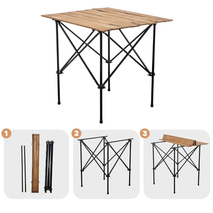 Katlanabilir Ahşap Kamp ve Piknik Masası - Akordion - (54023)