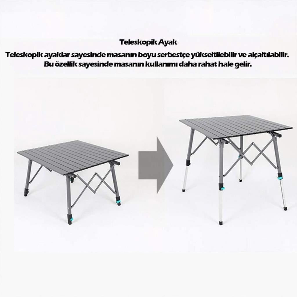 Katlanabilir Alüminyum Kamp Masası - Akordion - Madfox Skylite - Siyah - 546249
