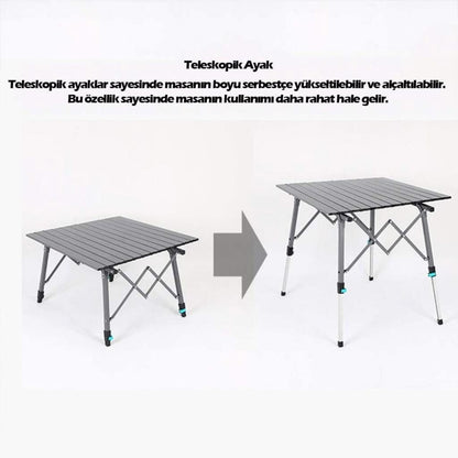 Katlanabilir Alüminyum Kamp Masası - Akordion - Madfox Skylite - Siyah - 546249