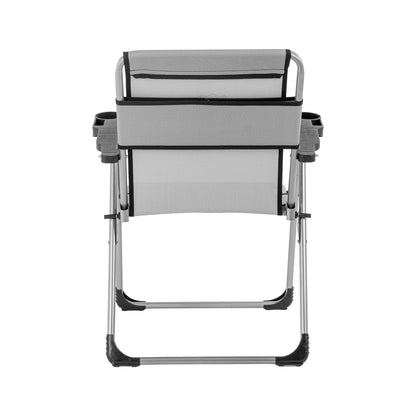 Katlanabilir Piknik ve Kamp Sandalyesi - Bardaklıklı - Rock - Çelik Gri