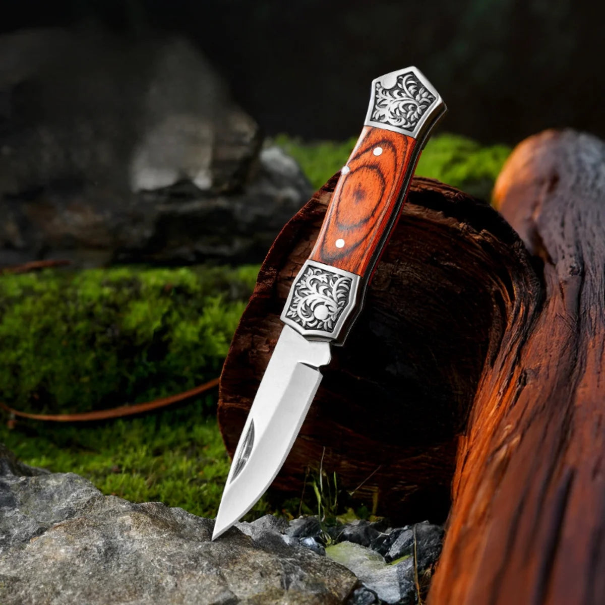 Katlanır Cep Çakısı - Ahşap Saplı - SDR-207 - Kırmızı