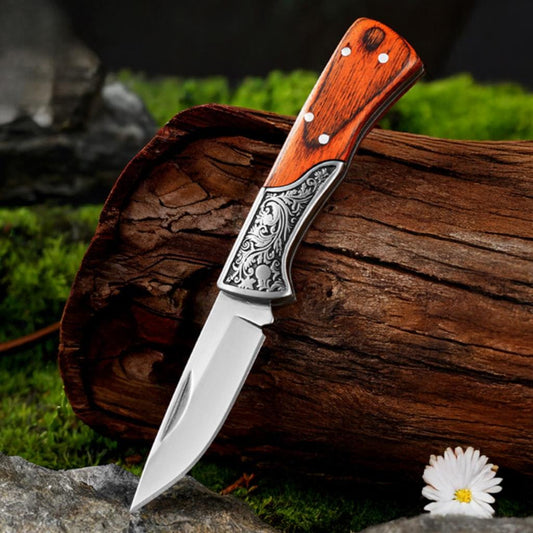 Katlanır Cep Çakısı - Ahşap Sapşı - SDR-202 - Kırmızı