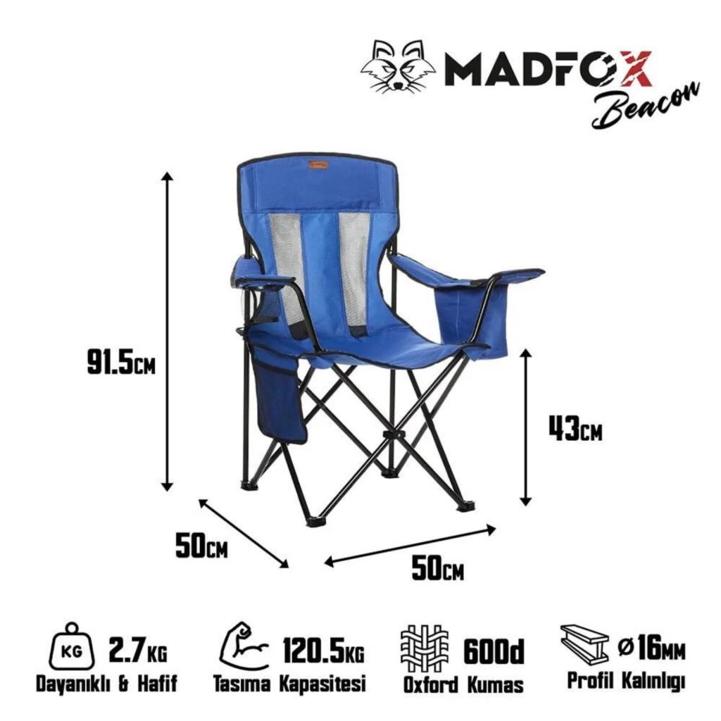 Katlanır Kamp Piknik Sandalyesi - Madfox Beacon - Bardaklıklı - Mavi - 547286 - Taşıma Çantalı