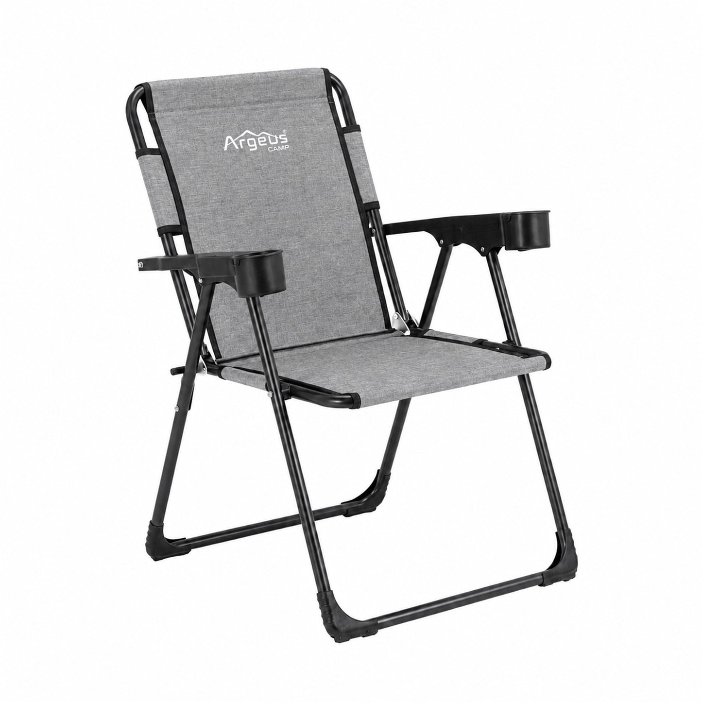 Katlanır Piknik ve Kamp Sandalyesi - Bardaklıklı - Rock Plus - Linen Gri