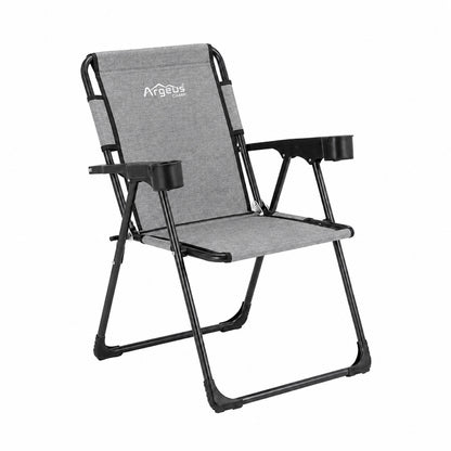 Katlanır Piknik ve Kamp Sandalyesi - Bardaklıklı - Rock Plus - Linen Gri