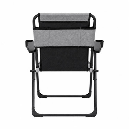 Katlanır Piknik ve Kamp Sandalyesi - Bardaklıklı - Rock Plus - Linen Gri