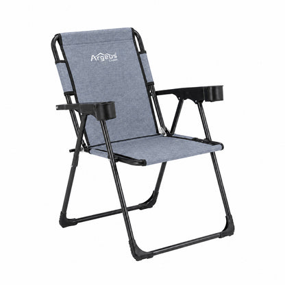 Katlanır Piknik ve Kamp Sandalyesi - Bardaklıklı - Rock Plus - Linen Mavi
