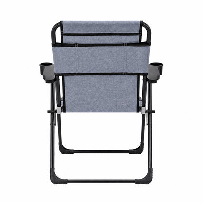 Katlanır Piknik ve Kamp Sandalyesi - Bardaklıklı - Rock Plus - Linen Mavi