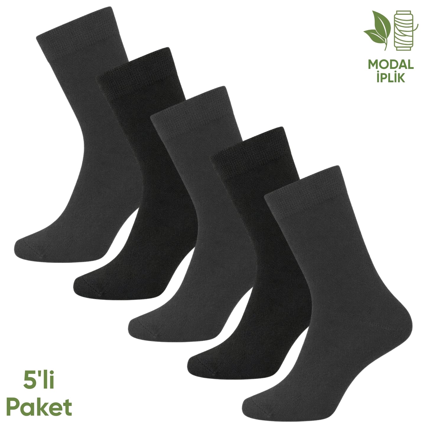 Modal İplik Erkek Soket Çorap - 5 Çift - Dikişsiz - Atlas - 18002 - Set 7