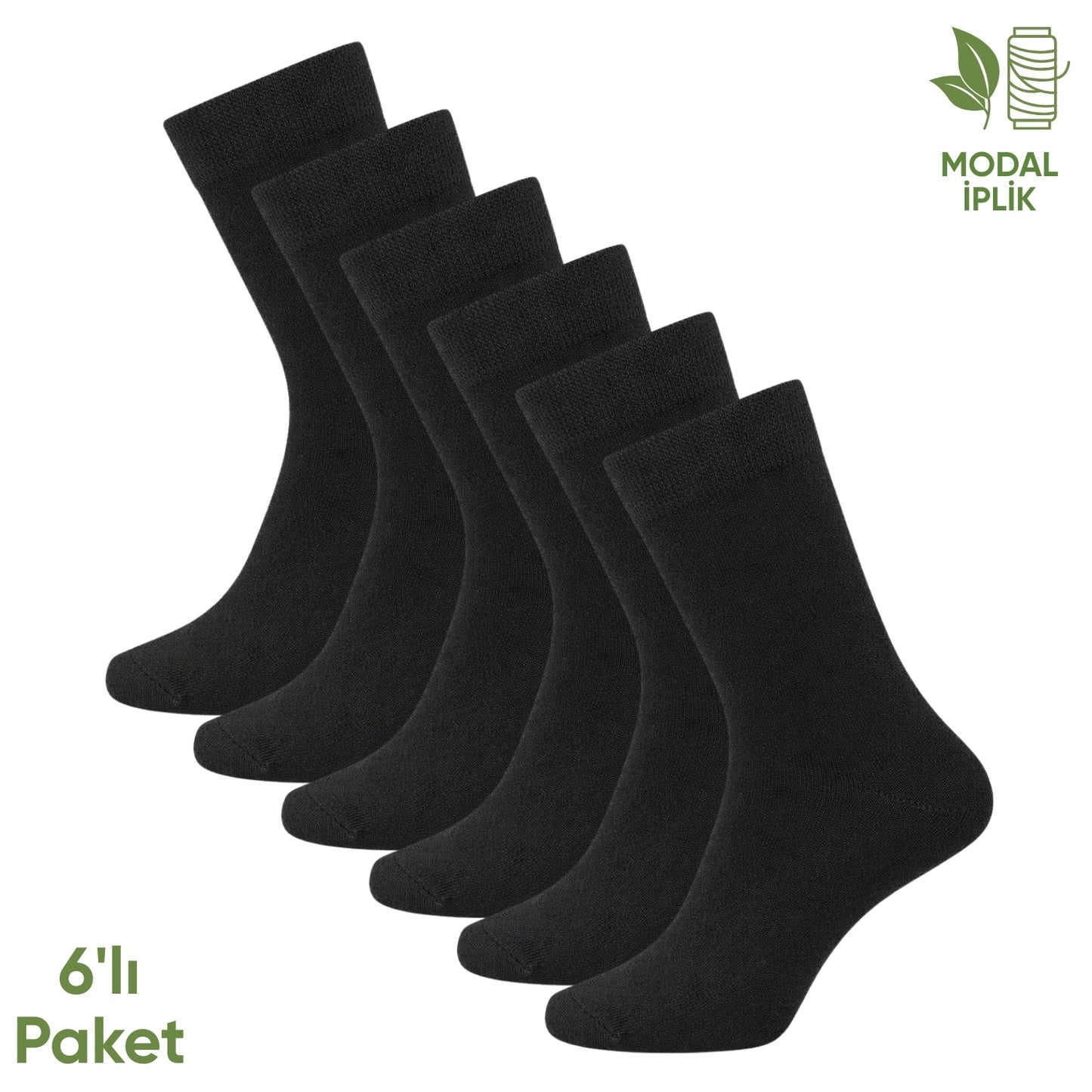 Modal İplik Erkek Soket Çorap - 6 Çift - Dikişsiz - Atlas - 18002 - Set 6