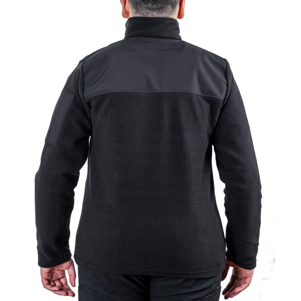 Outdoor Polar Ceket Siyah - Sıcak Tutan Polar - Softshell Omuz - Fermuarlı Cep