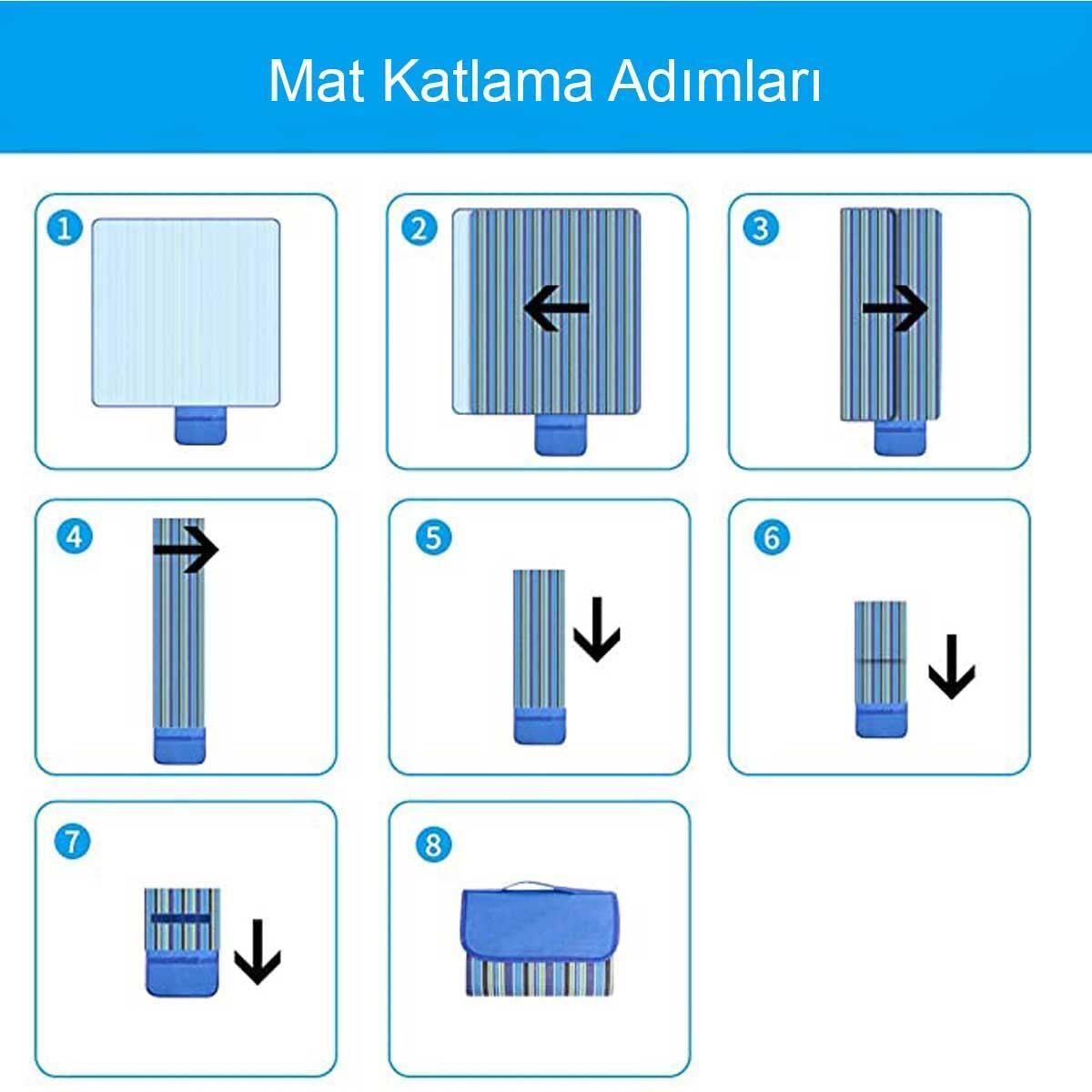 Piknik Kamp Örtüsü - Su Geçirmez - Madfox Skyloft - Blue Stripe - 546254