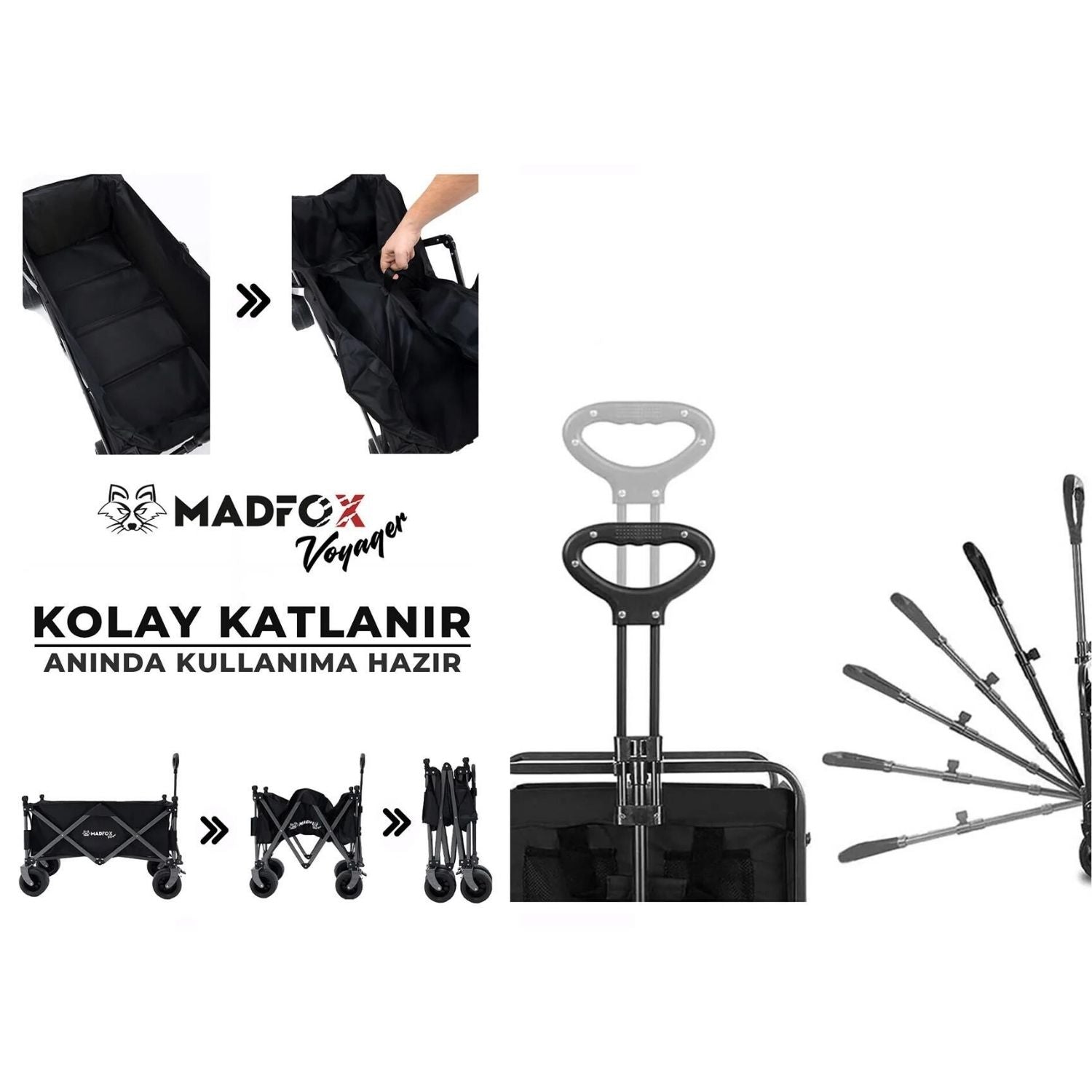 Plaj/Bahçe/Kamp Arabası - Madfox Voyager Katlanabilir - Siyah