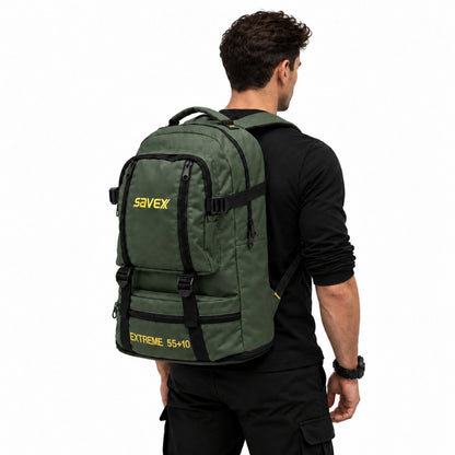 Profesyonel Körüklü Sırt Çantası - Savex - 55+10 LT - Haki