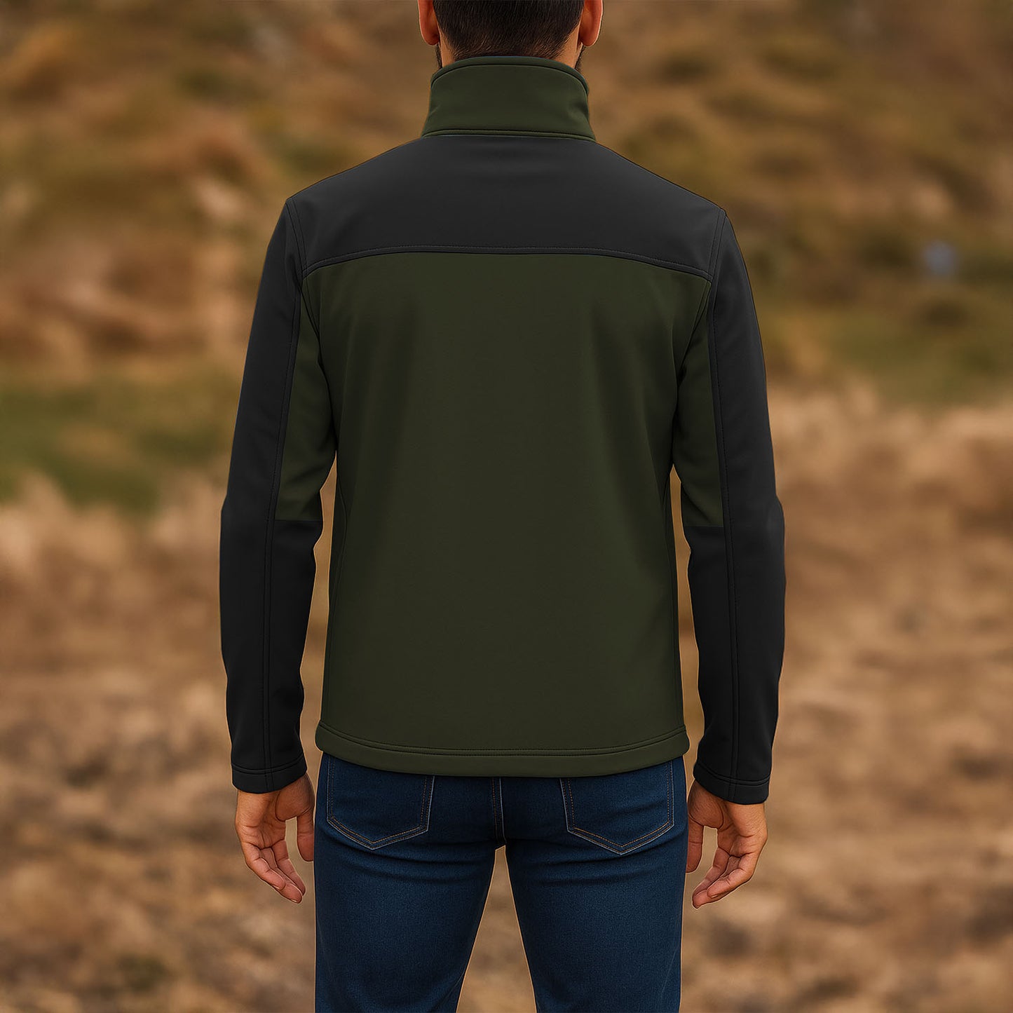 Su ve Rüzgar Geçirmez Softshell Mont - Lemigo - Haki-Siyah