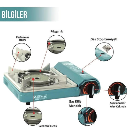 Tekli Portatif Pro Seramik Ocak - Orcamp - Mavi (CK-508)