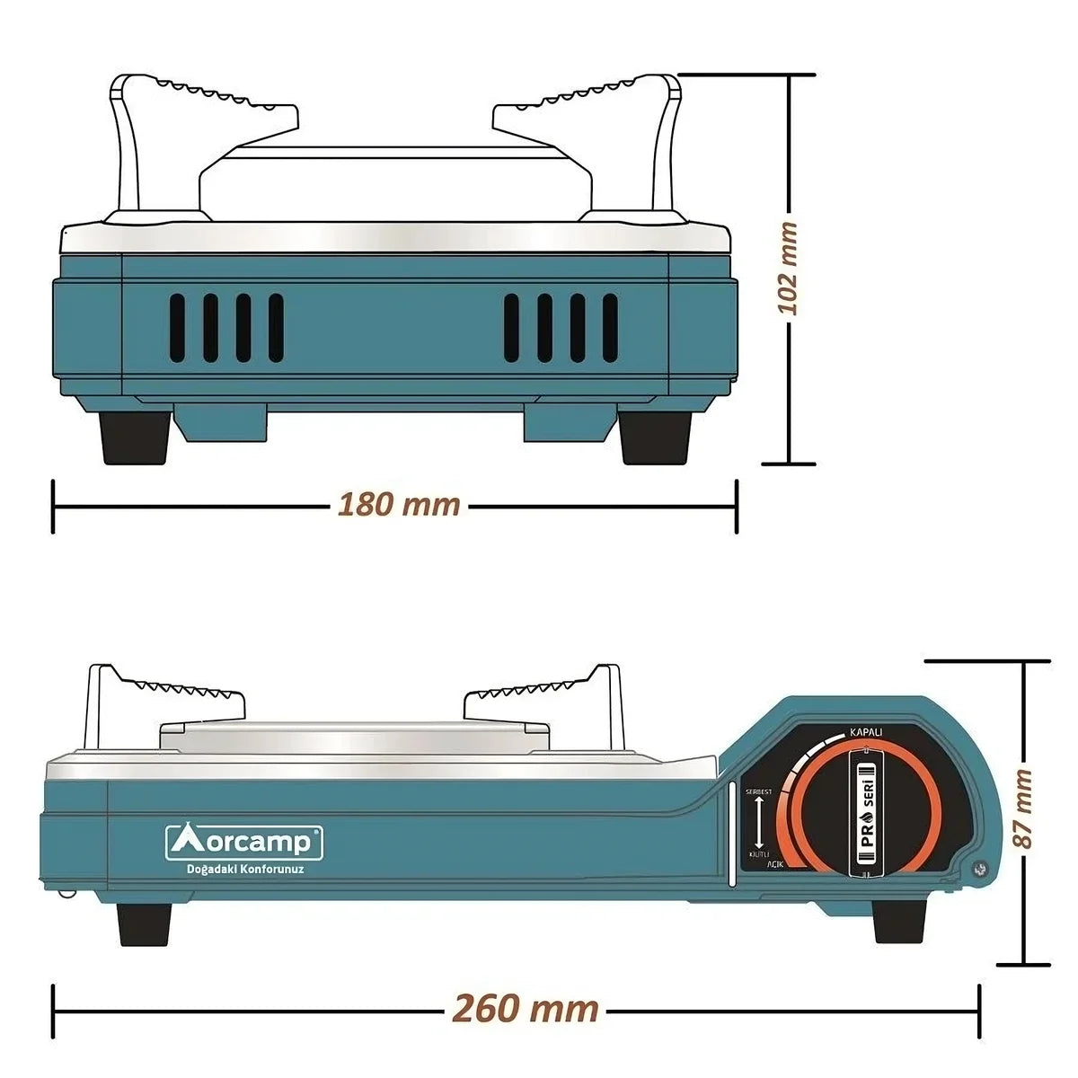 Tekli Portatif Pro Seramik Ocak - Orcamp - Mavi (CK-508)