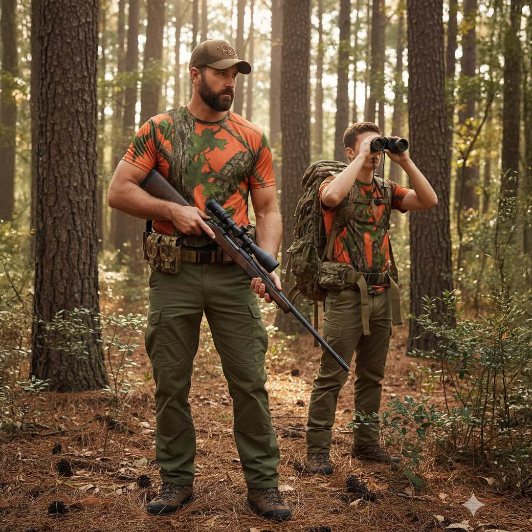 Turuncu Orman Desenli Mikrofiber Tişört - Avcı Tişört - Hızlı Kurur