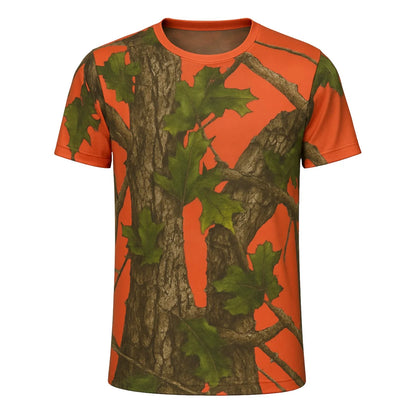 Turuncu Orman Desenli Mikrofiber Tişört - Avcı Tişört - Hızlı Kurur